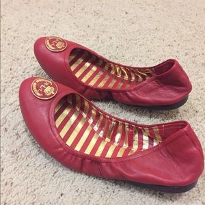 Ralph Lauren Women’s Brittany Ballet Red Flats